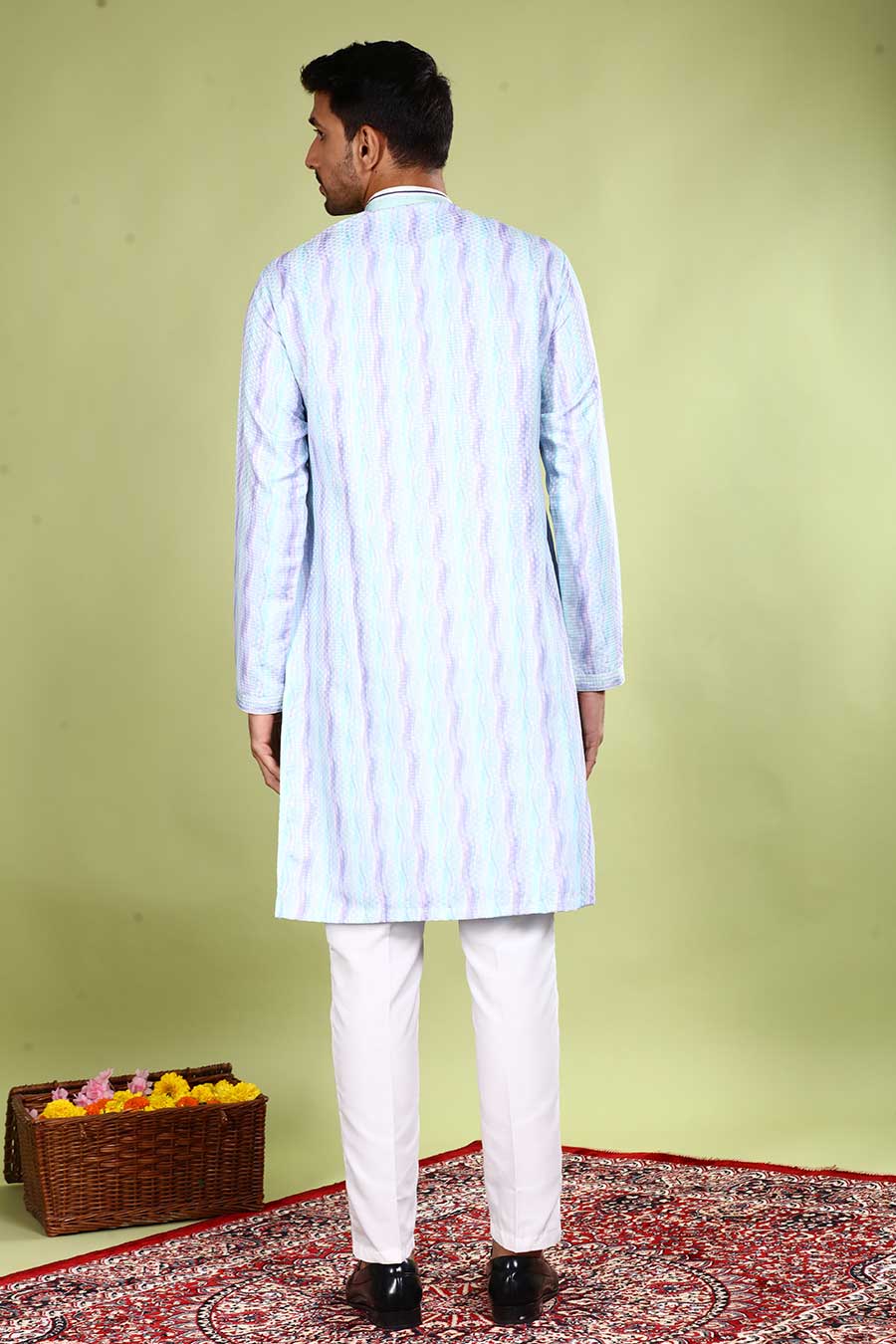 Lavender & Blue Textured Kurta Set