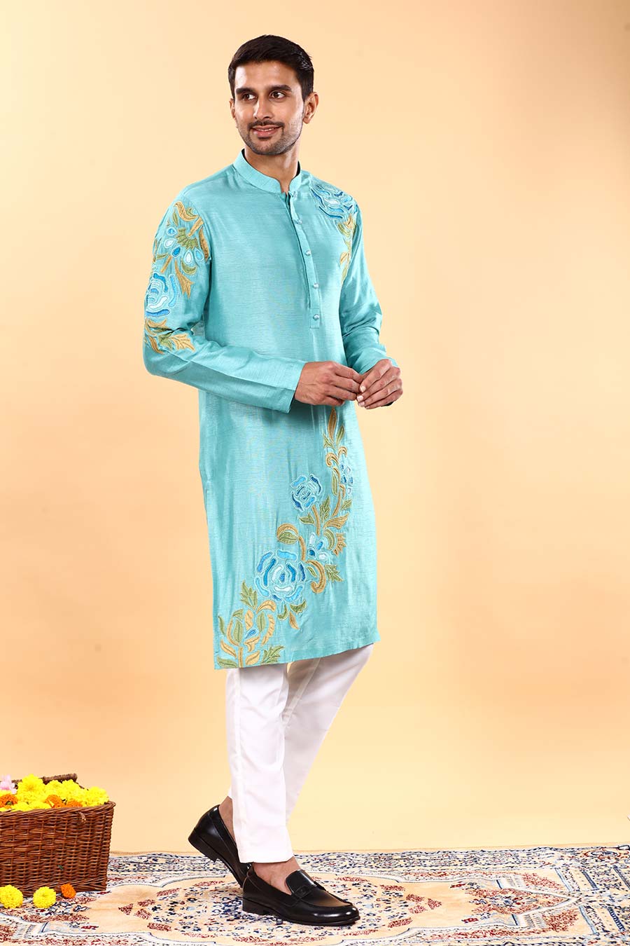 Blue Floral Fusion Kurta Set