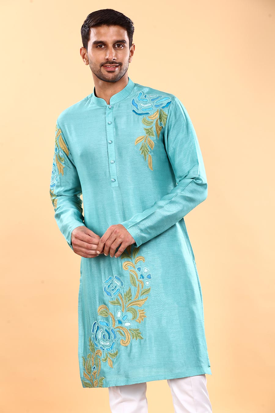 Blue Floral Fusion Kurta Set