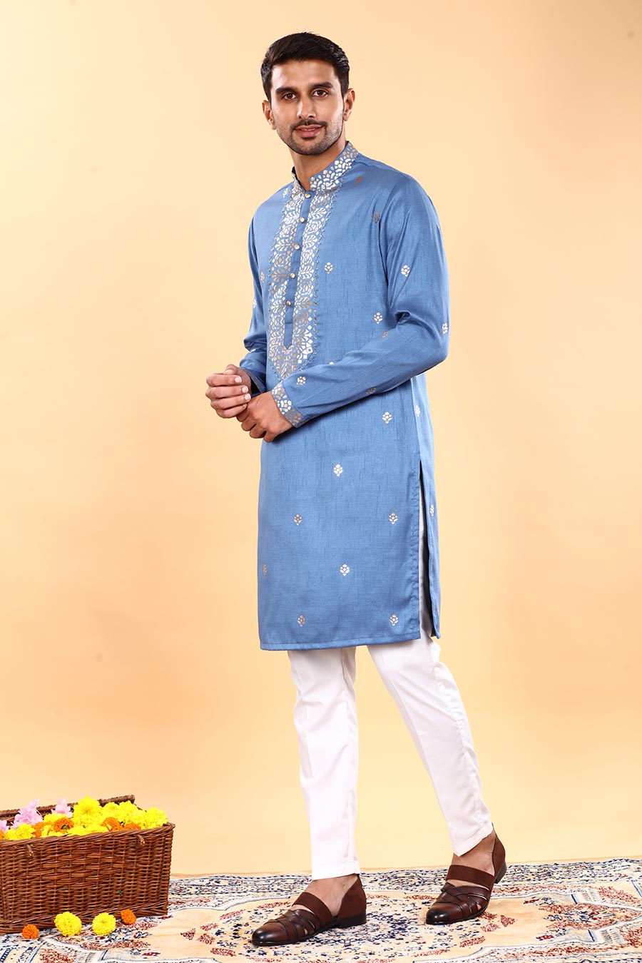 Blue Cobalt Embroidered Kurta Set