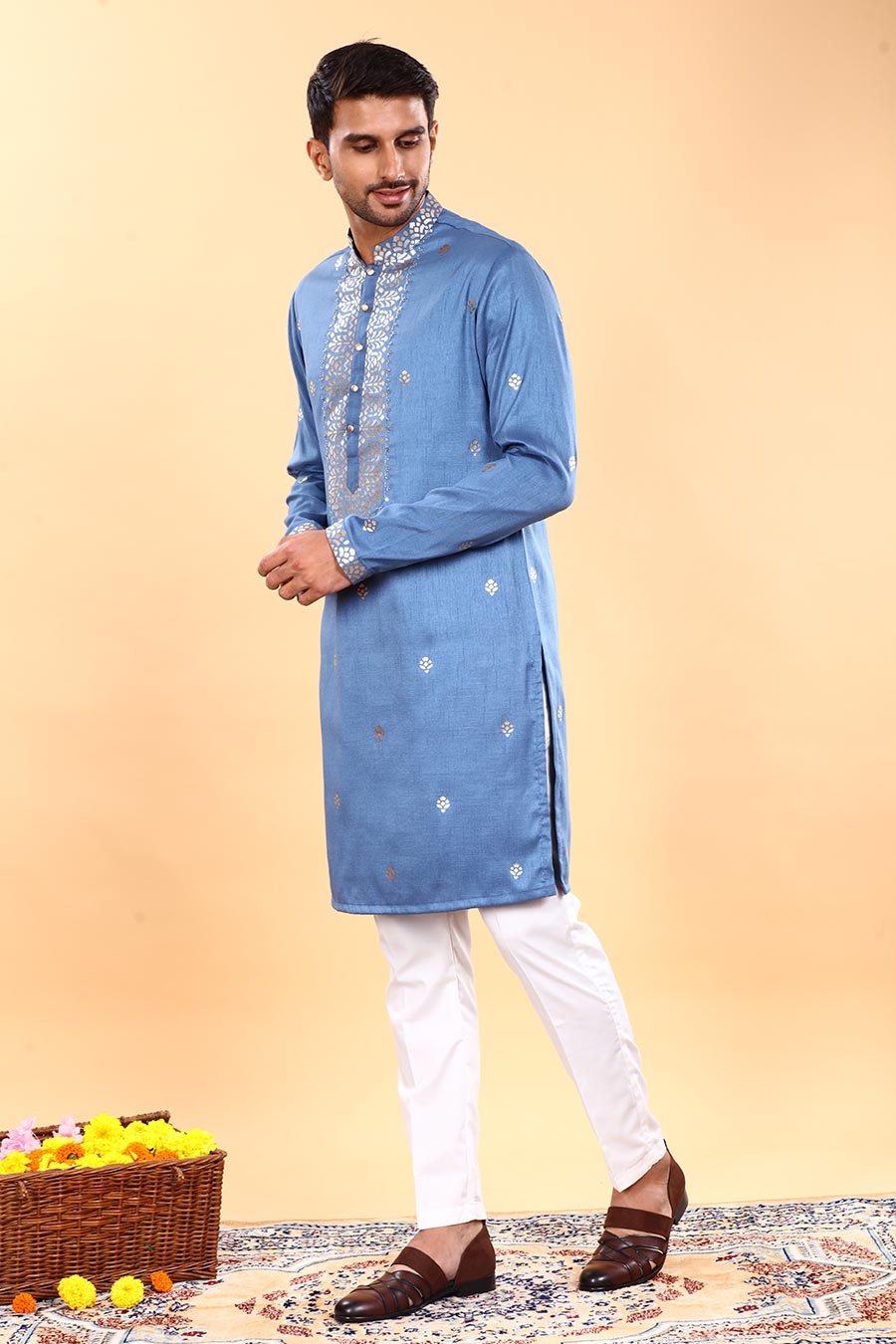 Blue Cobalt Embroidered Kurta Set