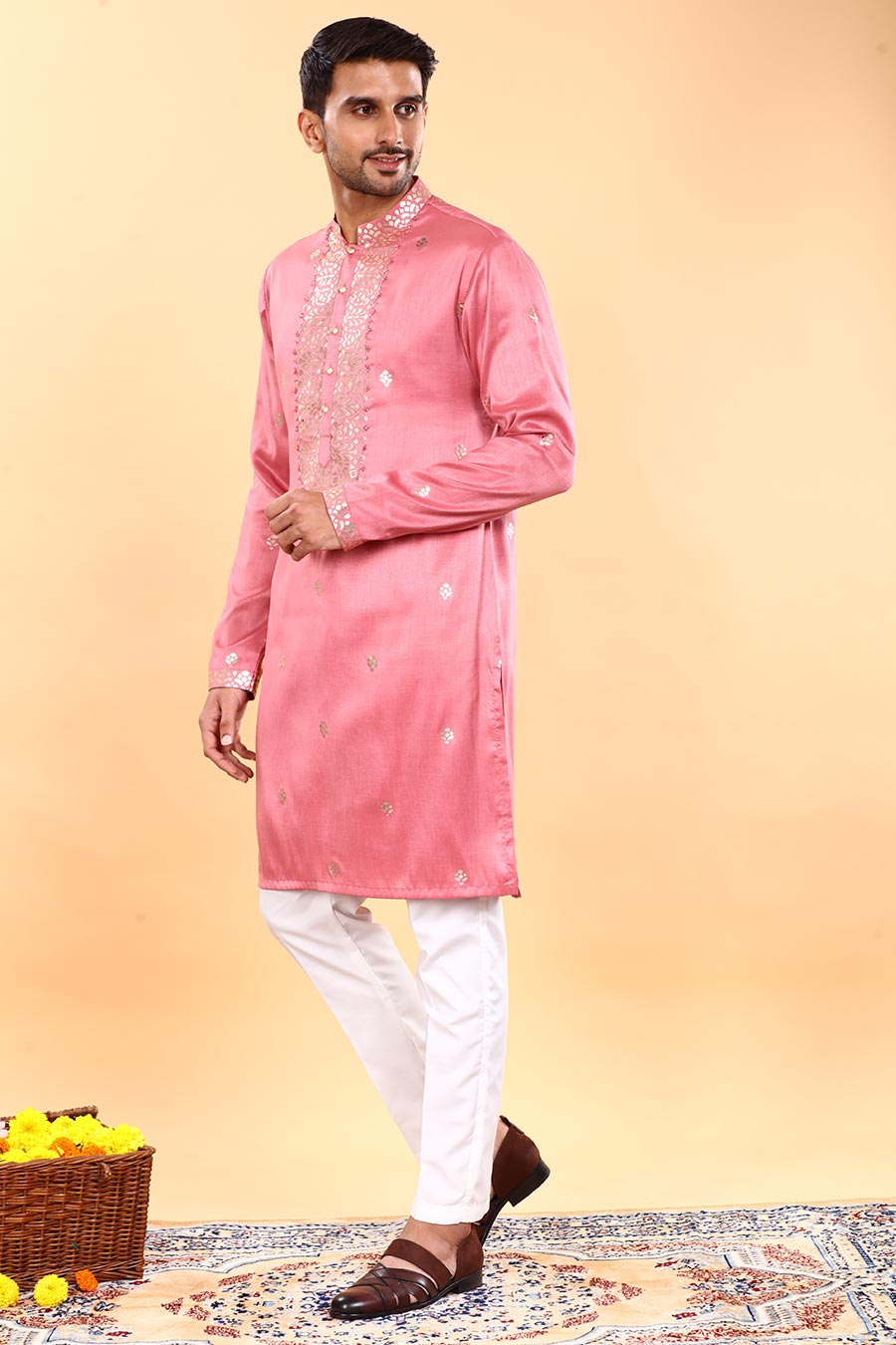 Pink Orchid Oasis Embroidered Kurta Set