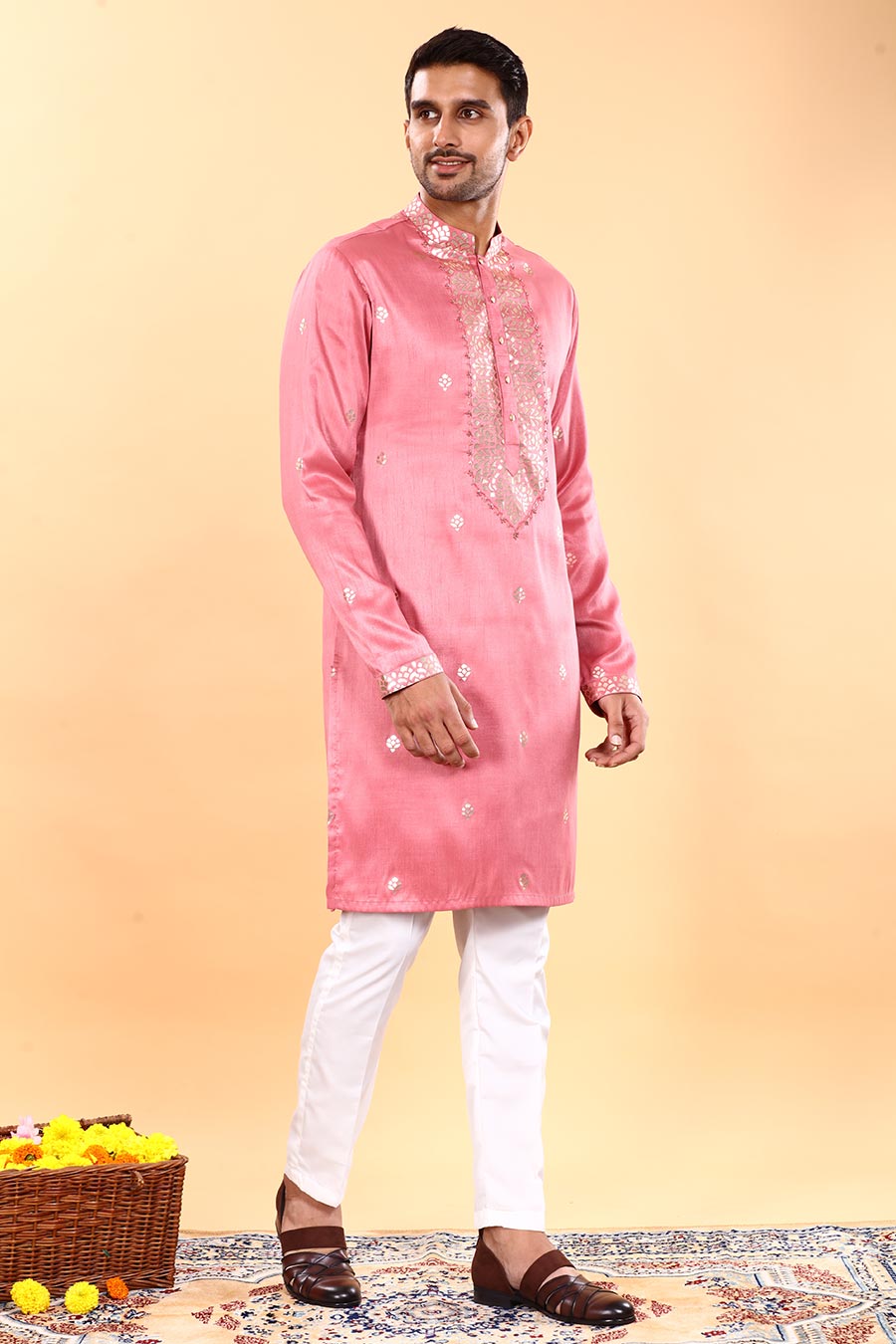 Pink Orchid Oasis Embroidered Kurta Set