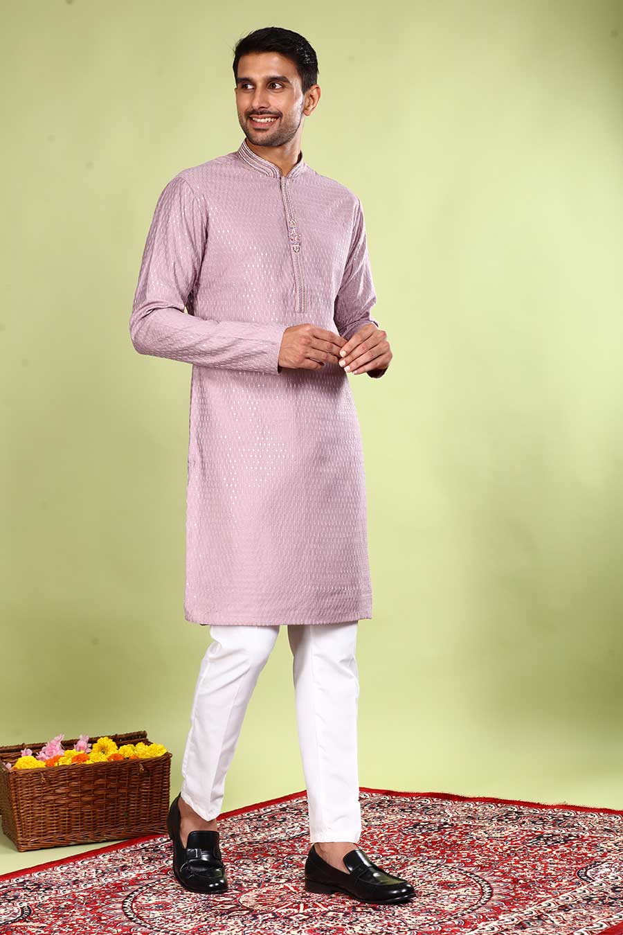 Lilac Embroidered Kurta Set