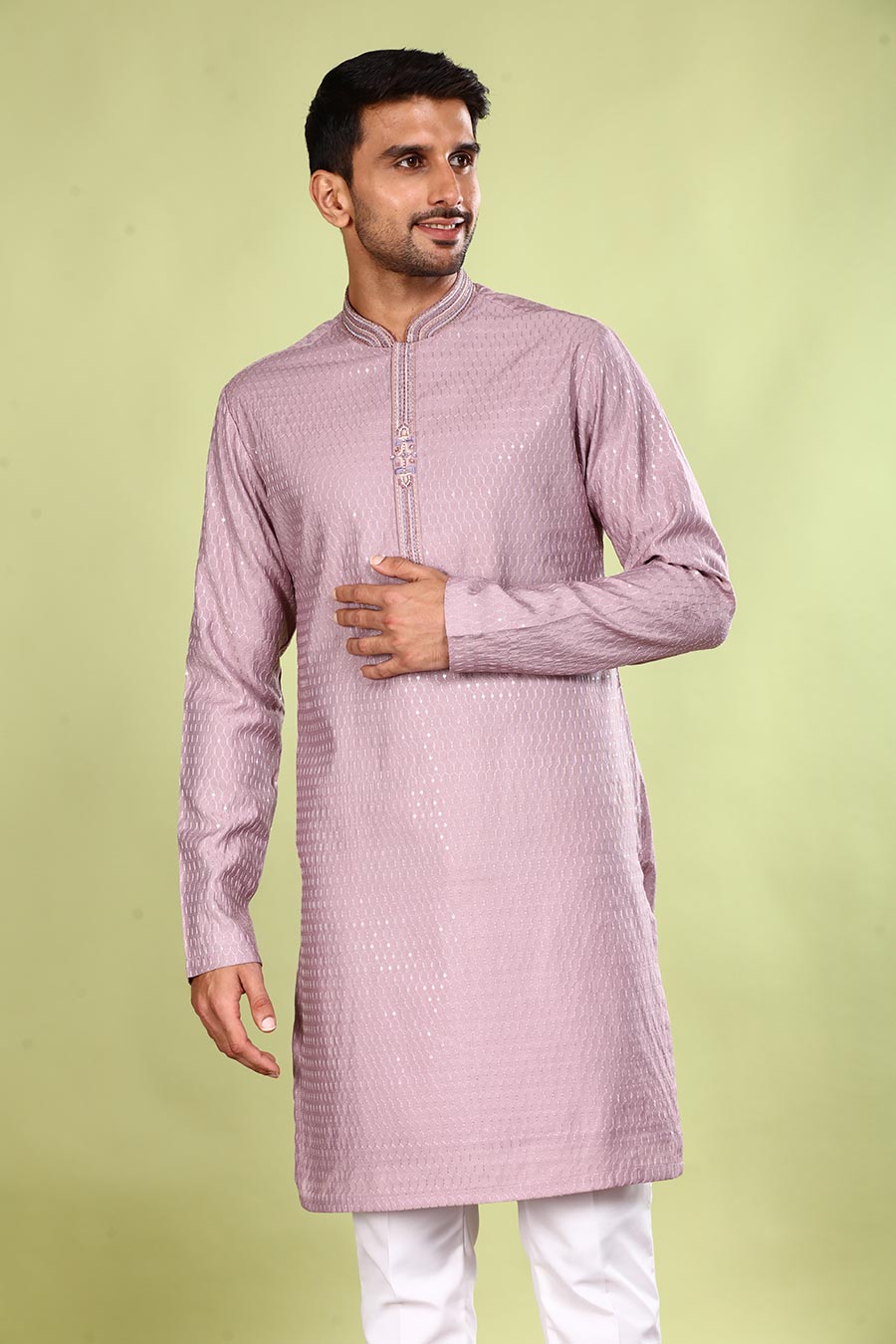 Lilac Embroidered Kurta Set