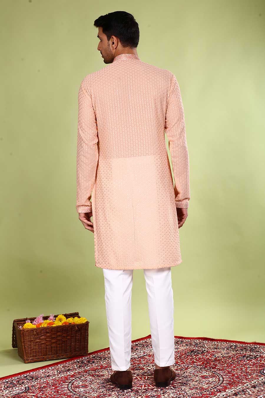 Peach Paradise Kurta Set With Dupatta