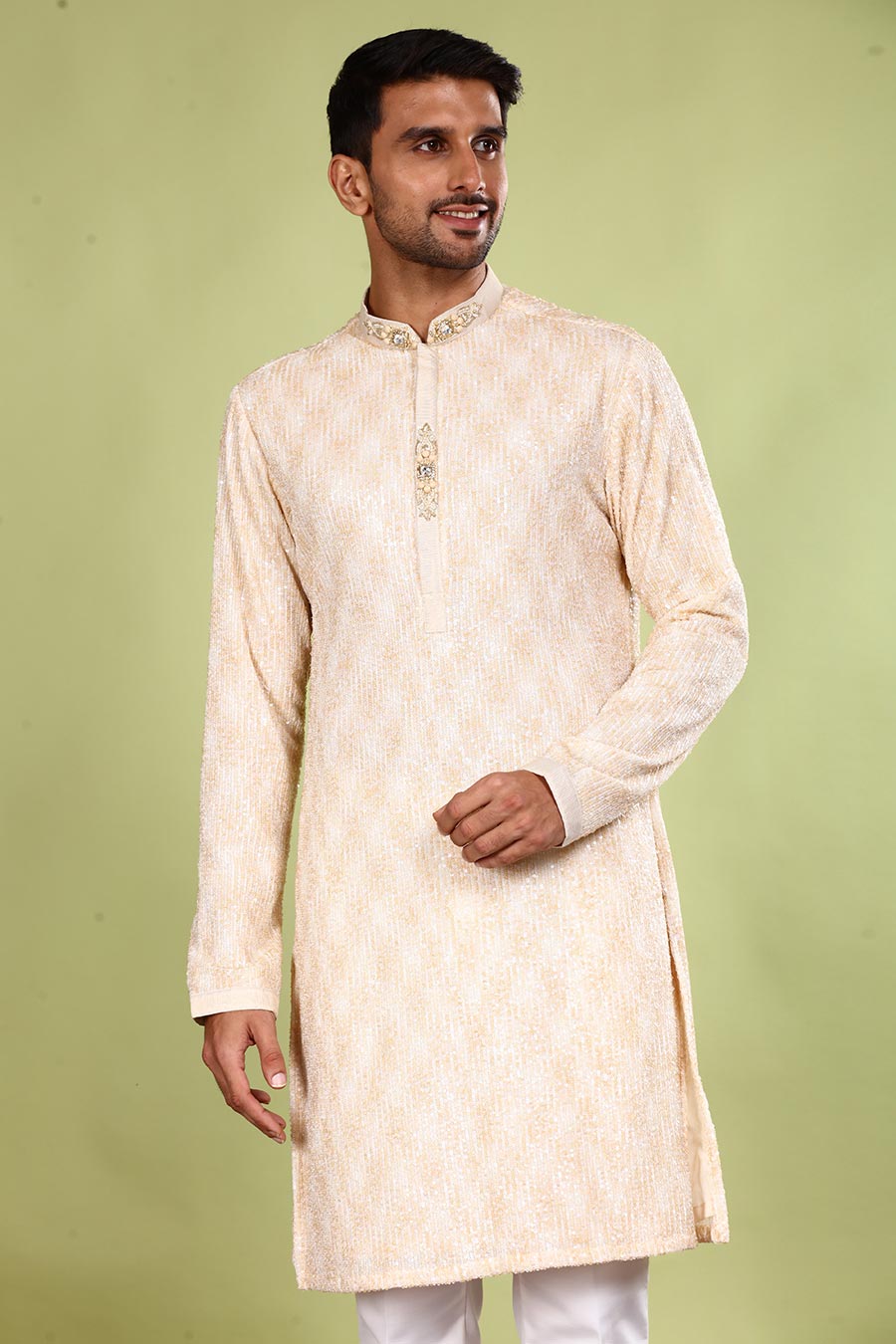 Cream Elegant Embroidered Kurta Set