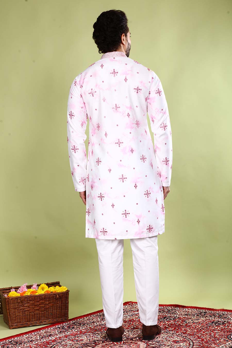 Lavender & White Pitta Pallet Kurta Set