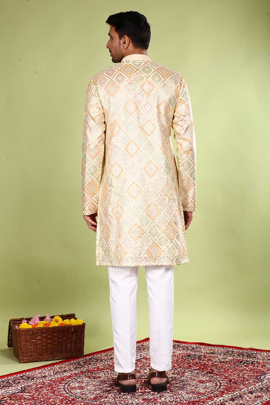 Cream Embroidered Kurta Set