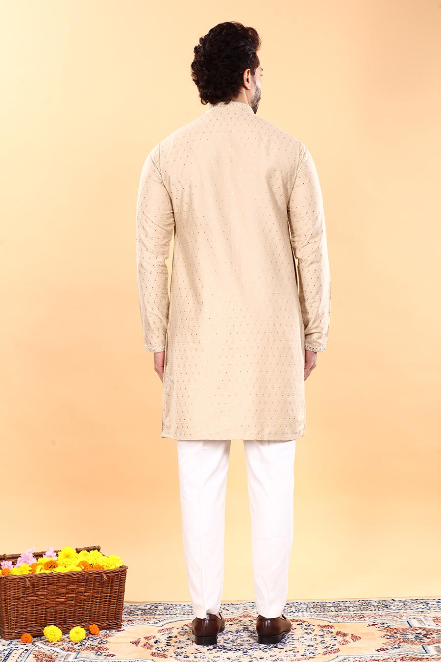 Beige Textured Treasure Kurta Set