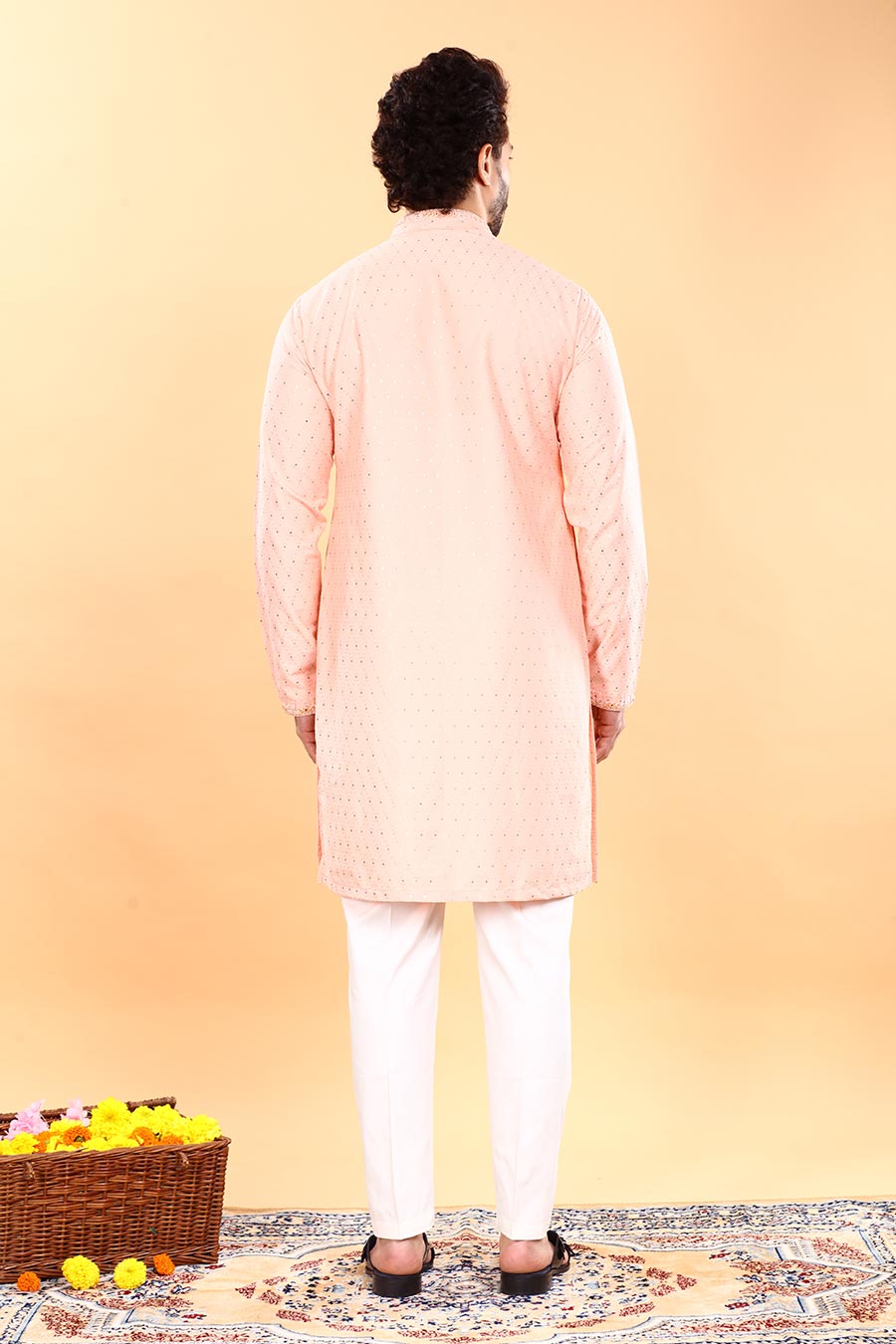 Peach Keen Embroidered Kurta Set