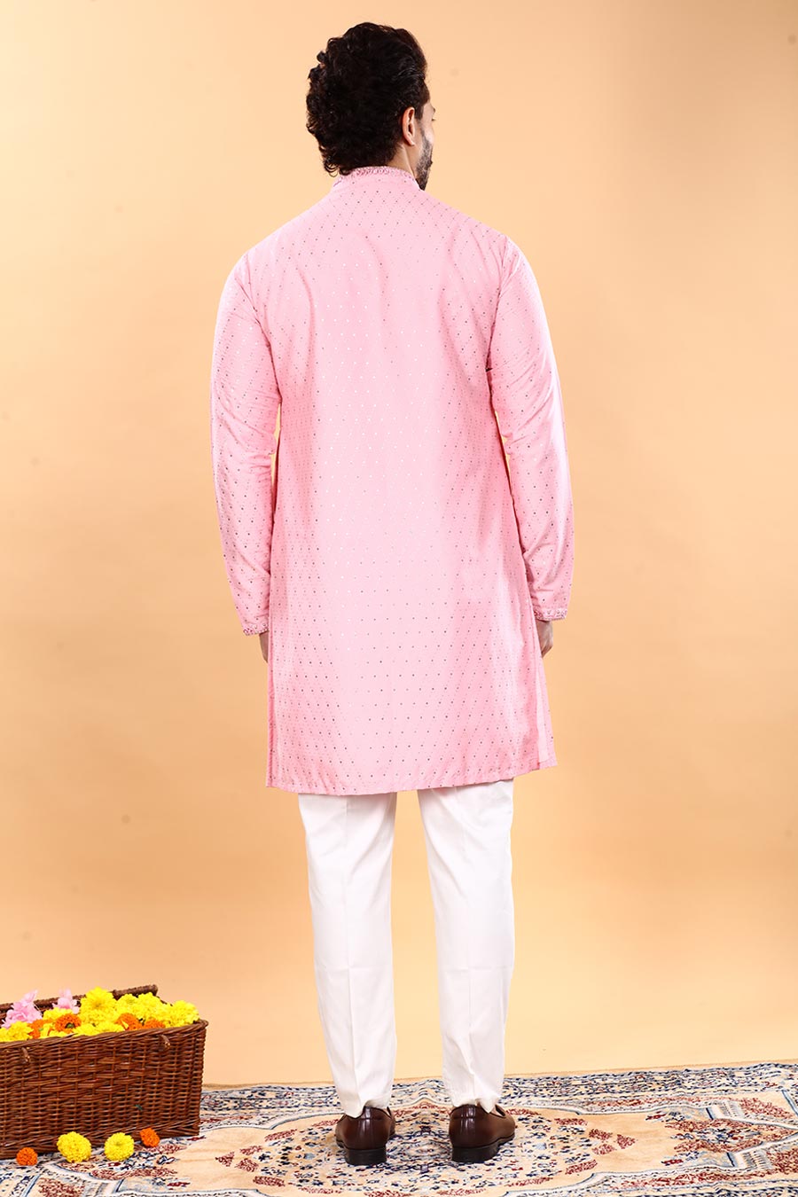 Pink Textured Treasure Kurta Set