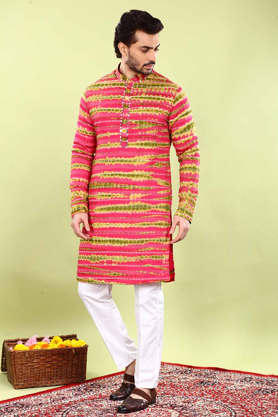 Hot Pink Tie-Dyed Kurta Set