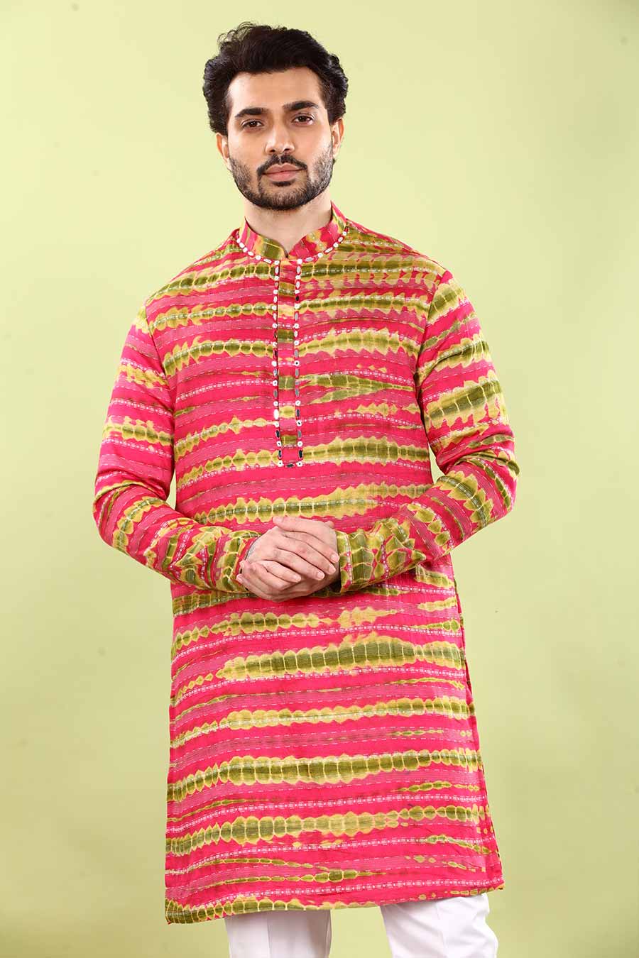 Hot Pink Tie-Dyed Kurta Set