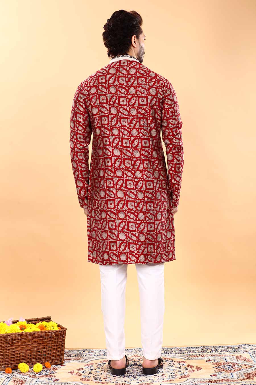 Maroon Bartik Printed Kurta Set