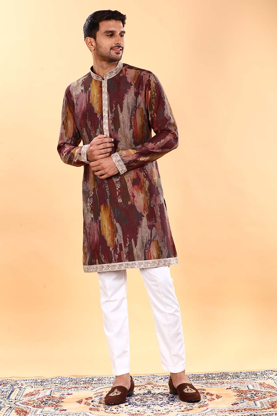 Maroon Embroidered Kurta Set