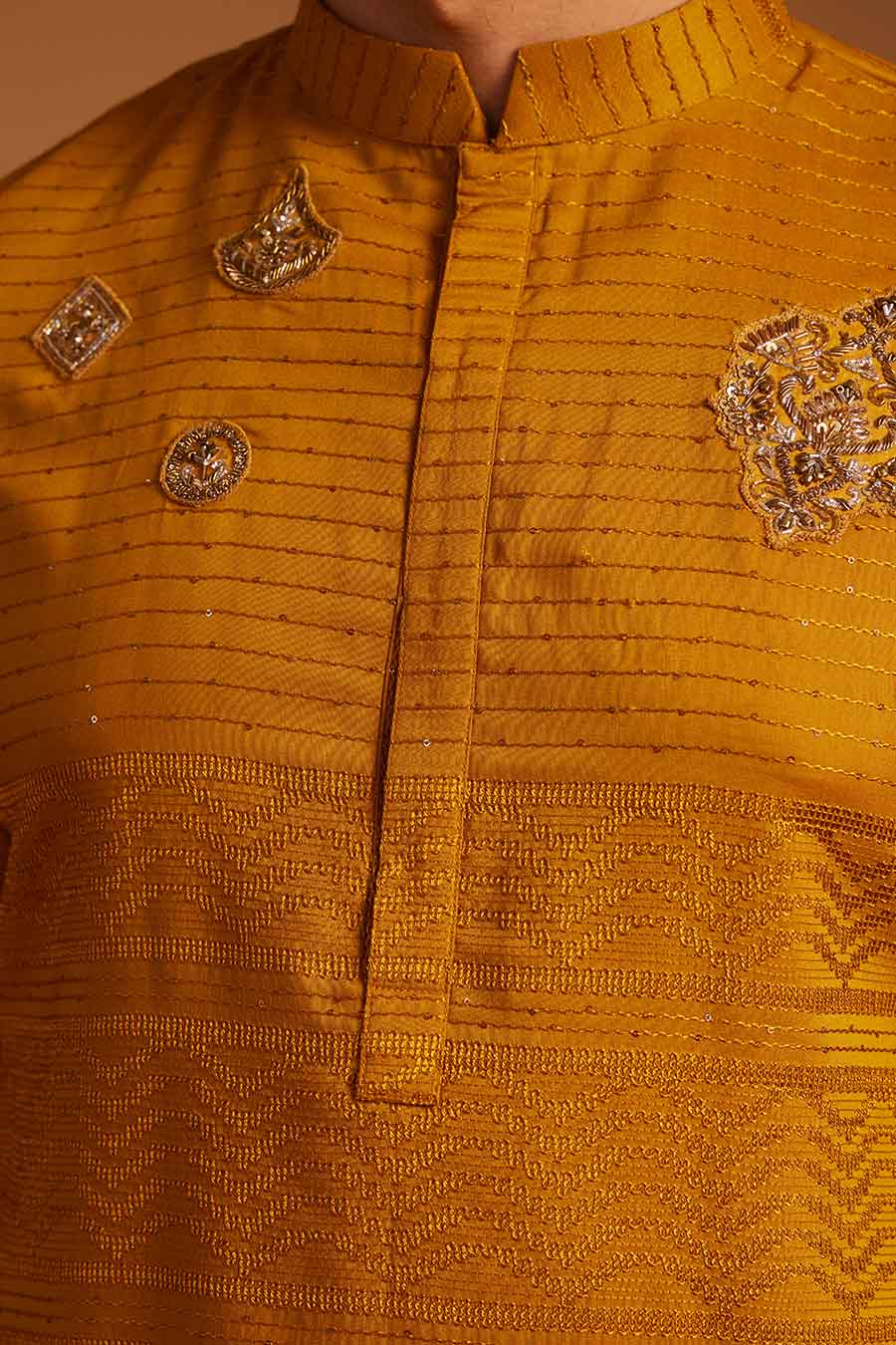 Dark Yellow Gleam Embroidered Kurta Set