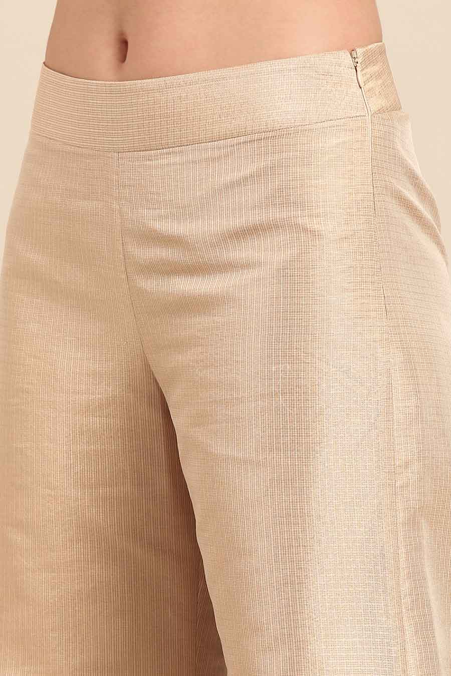 Gold Embroidered Wide-Leg Pant