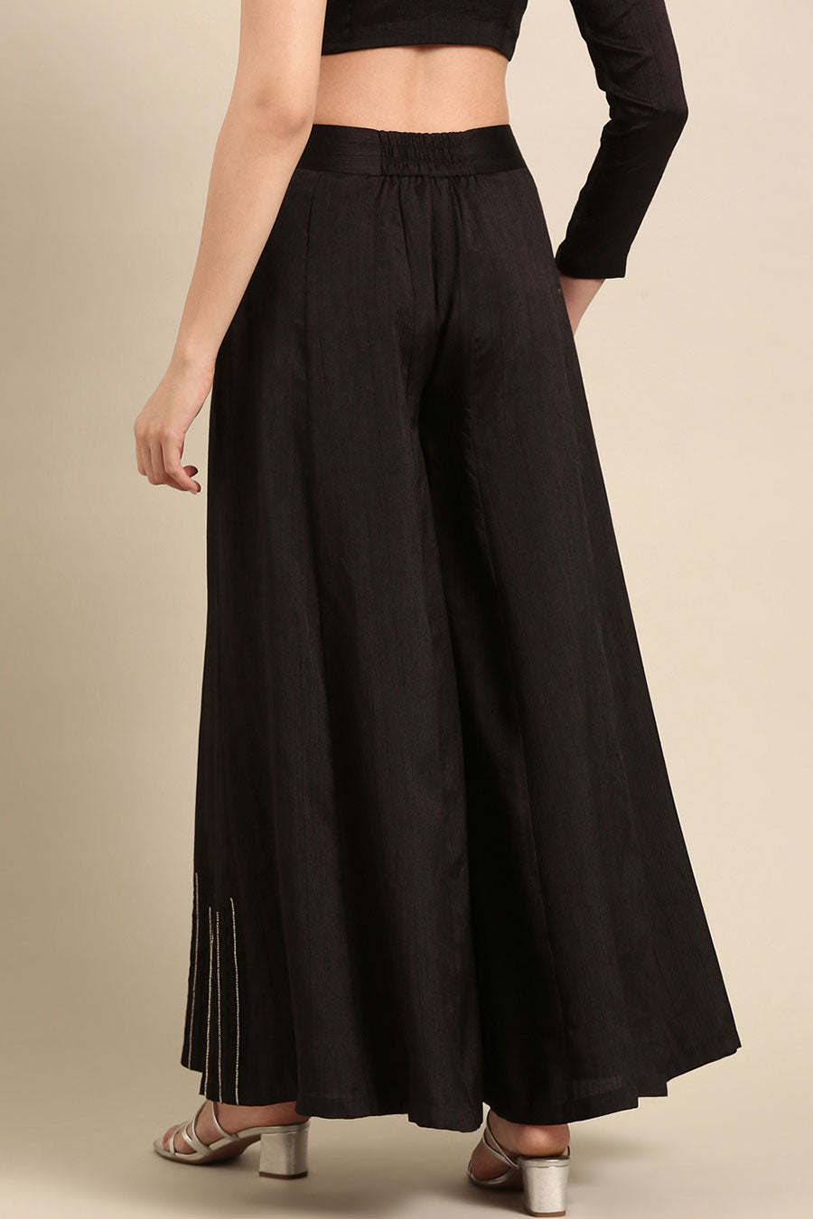 Black Embroidered Palazzo Pant