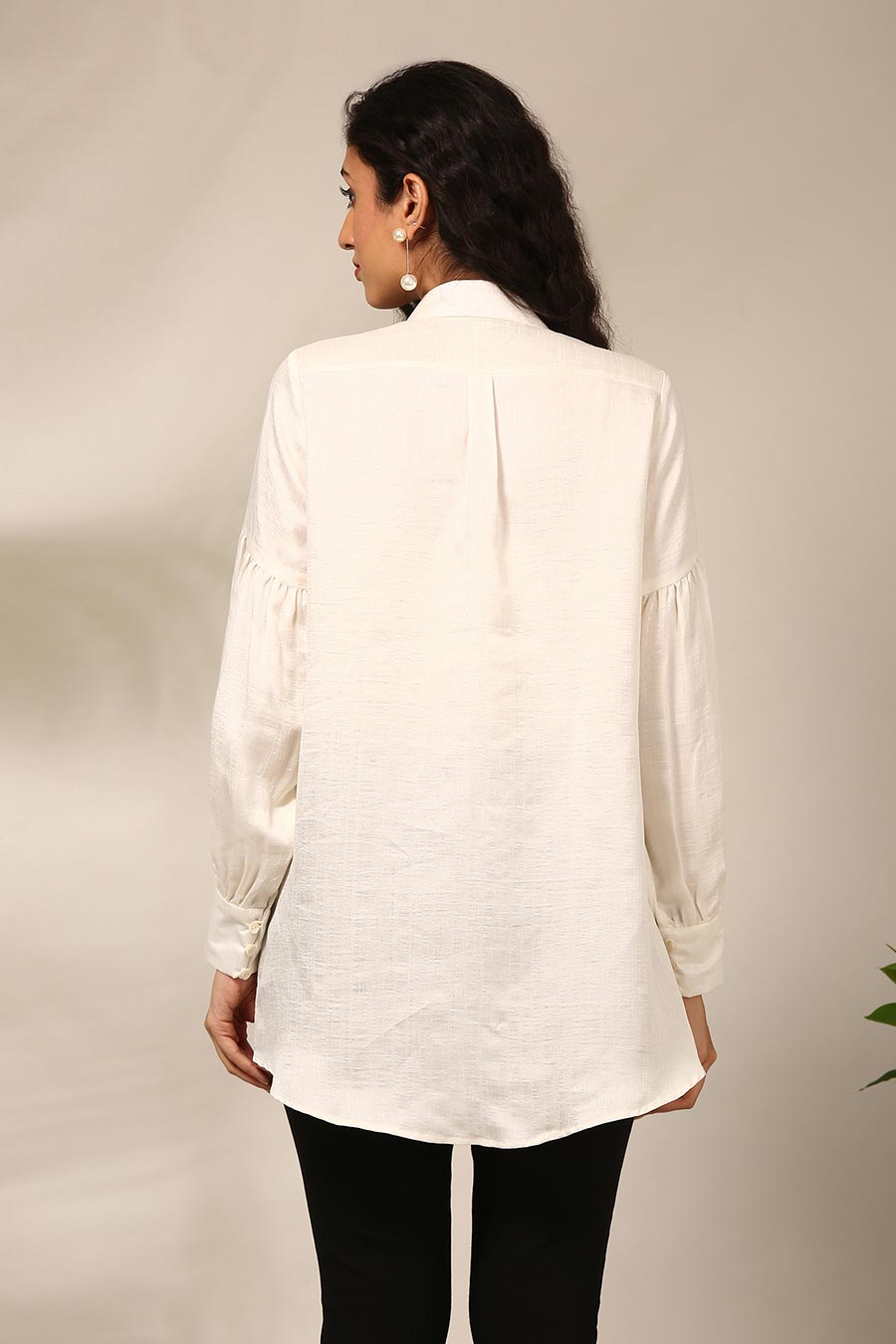 Ivory 3D Flower Embroidered Shirt