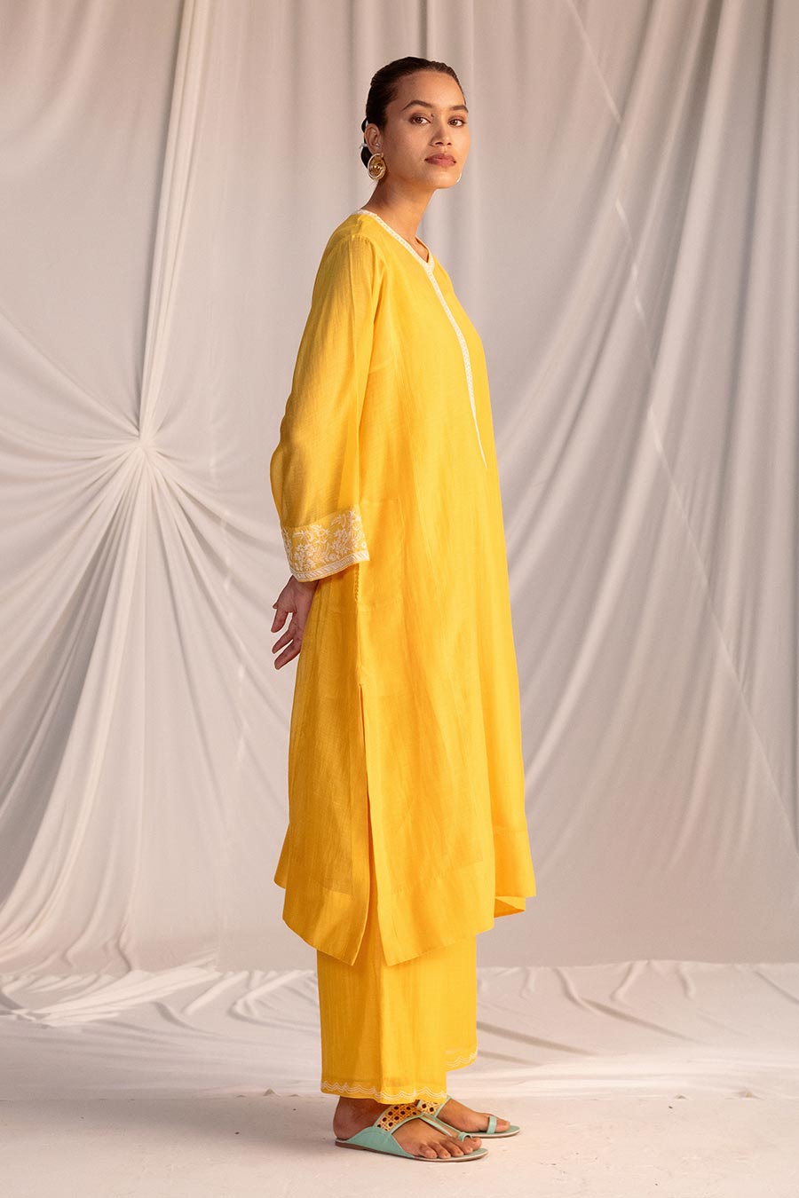 Yellow Embroidered Kurta & Pant Set