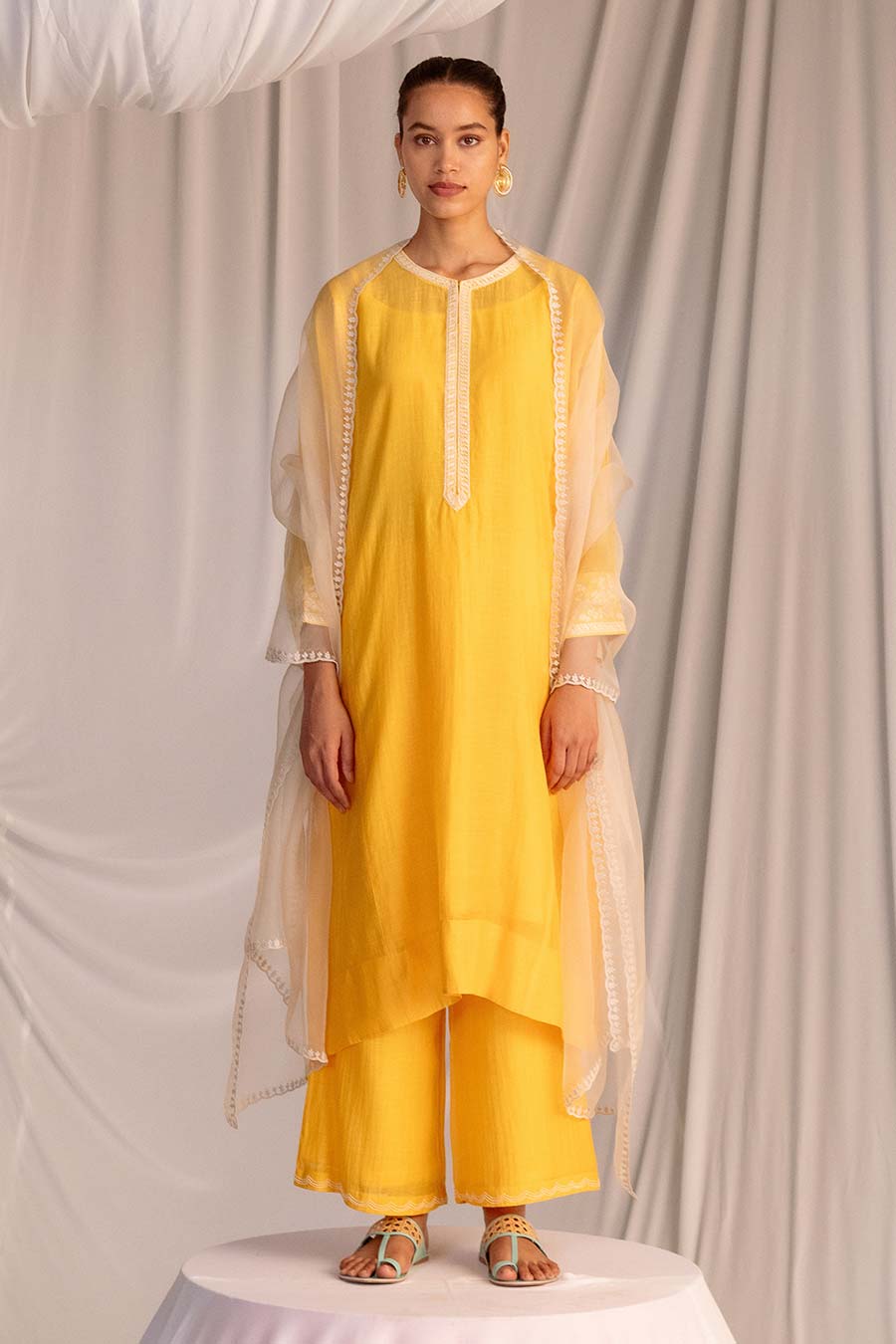 Yellow Embroidered Kurta & Pant Set