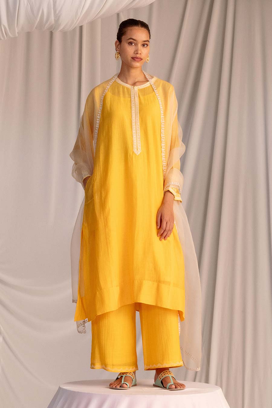 Yellow Embroidered Kurta & Pant Set