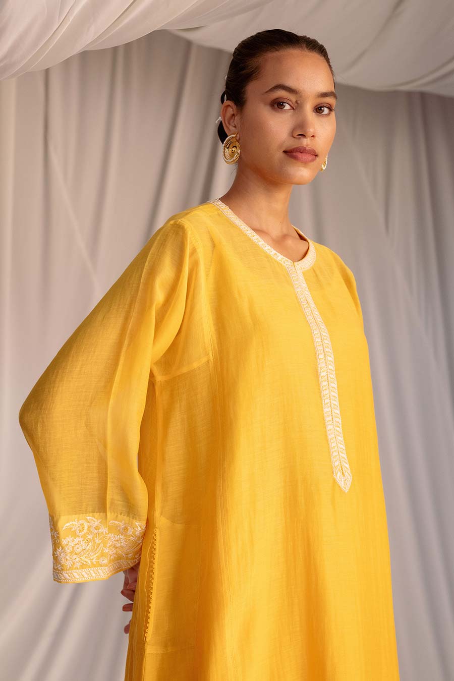 Yellow Embroidered Kurta & Pant Set