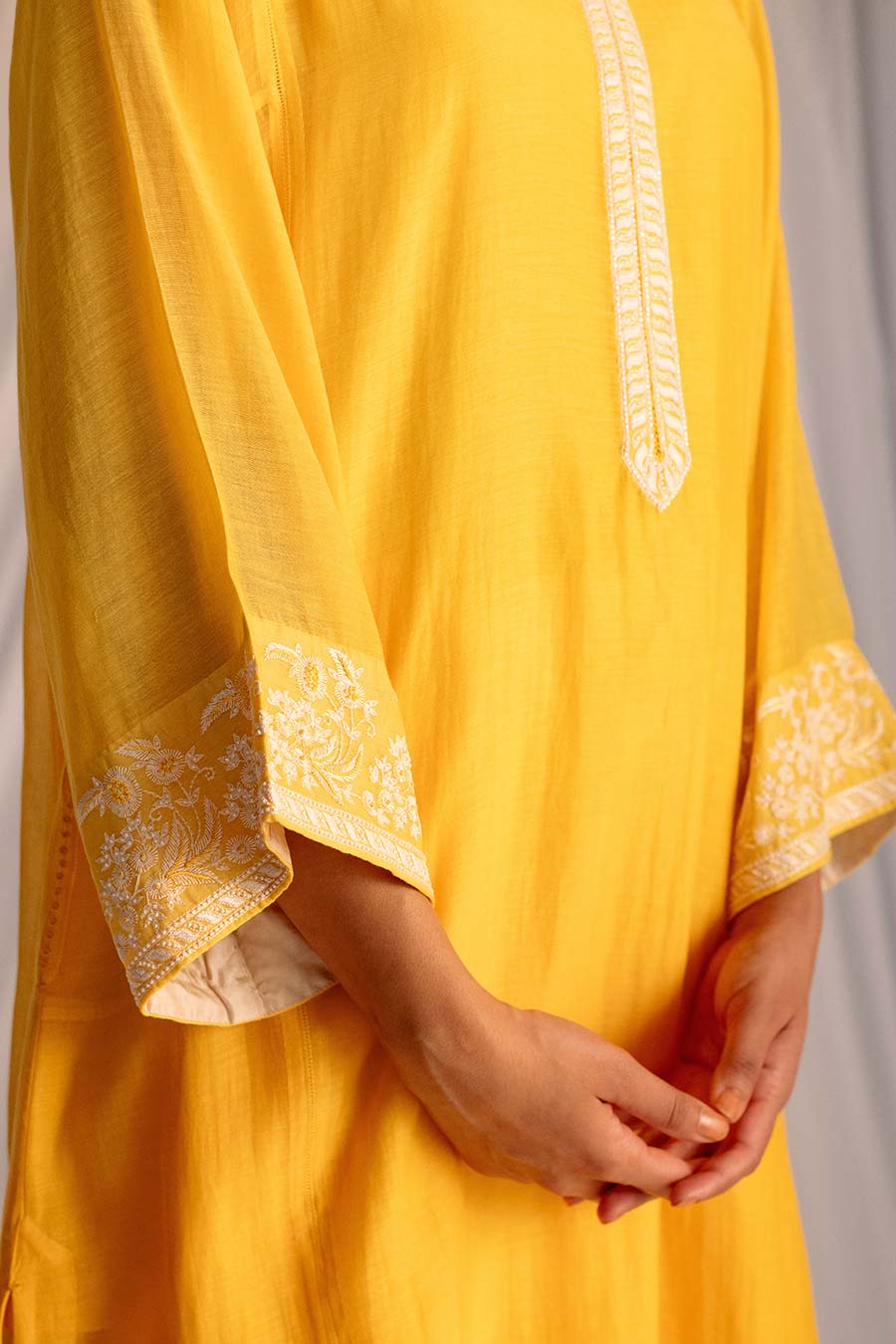 Yellow Embroidered Kurta & Pant Set