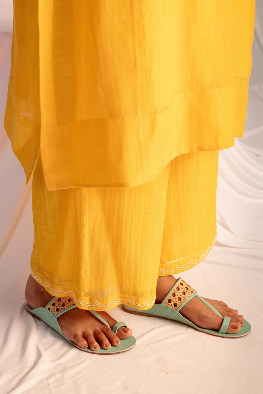 Yellow Embroidered Kurta & Pant Set