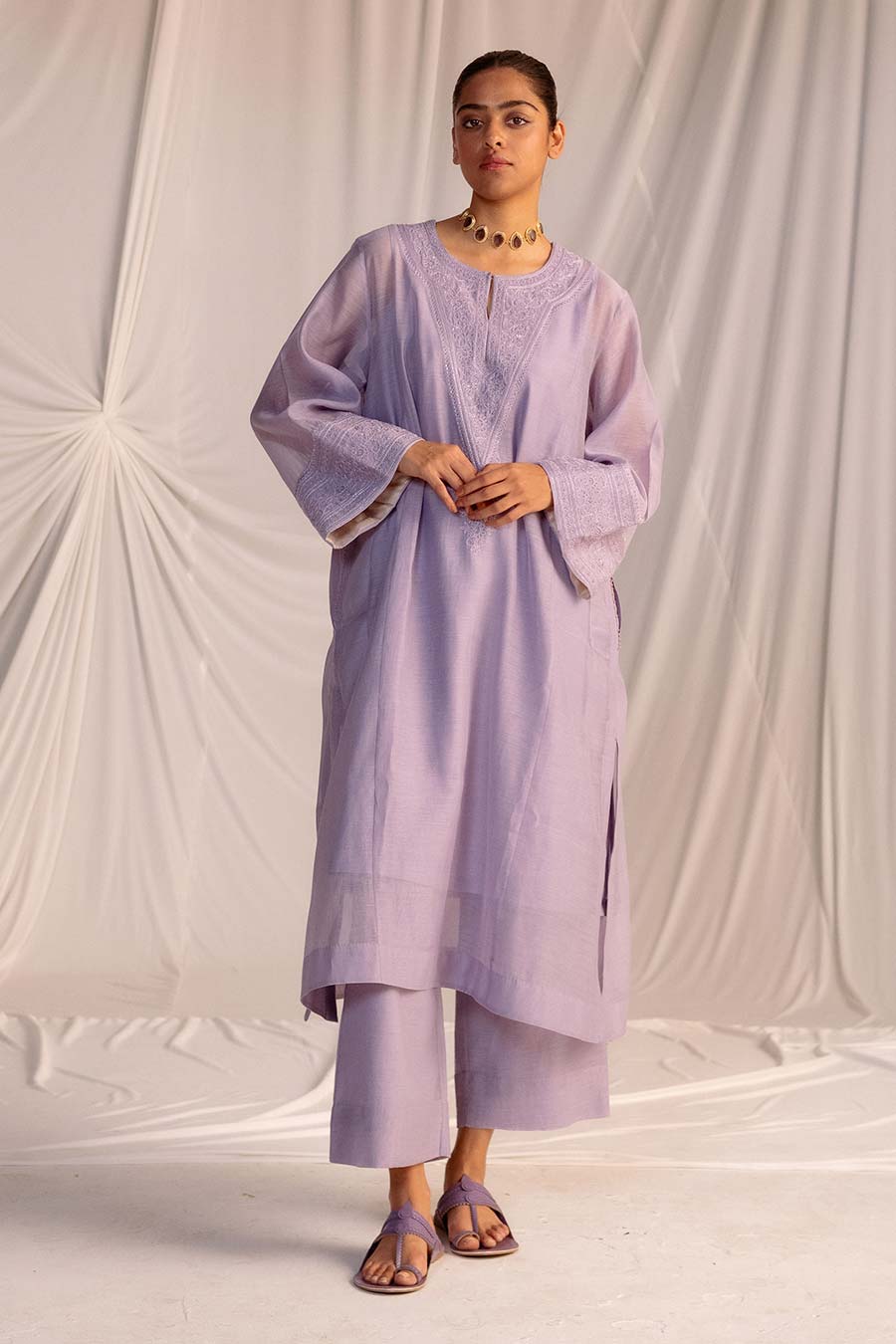 Violet Embroidered Kurta & Pant Set