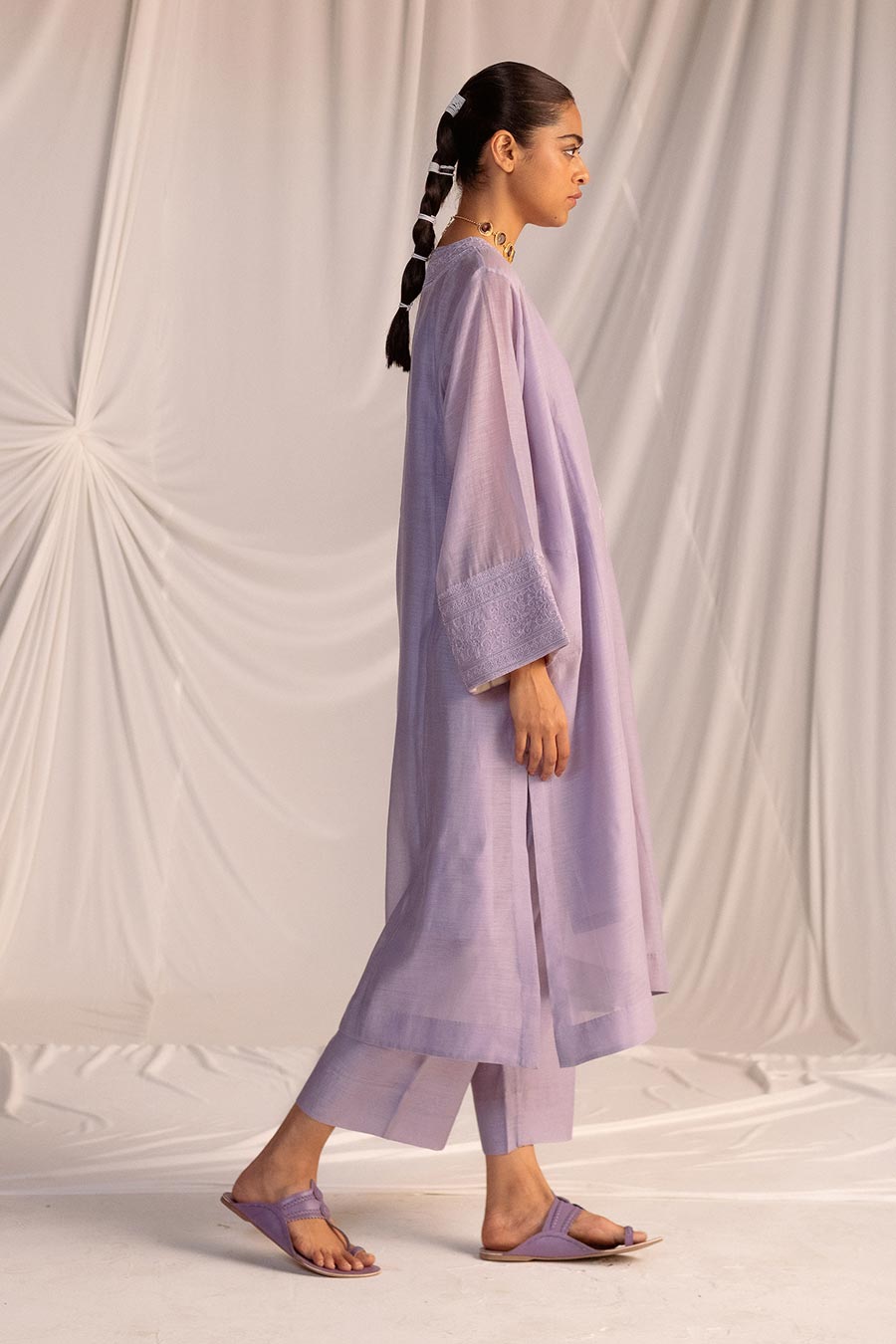 Violet Embroidered Kurta & Pant Set