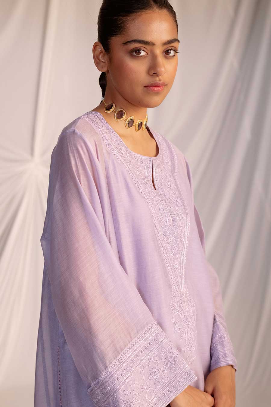 Violet Embroidered Kurta & Pant Set