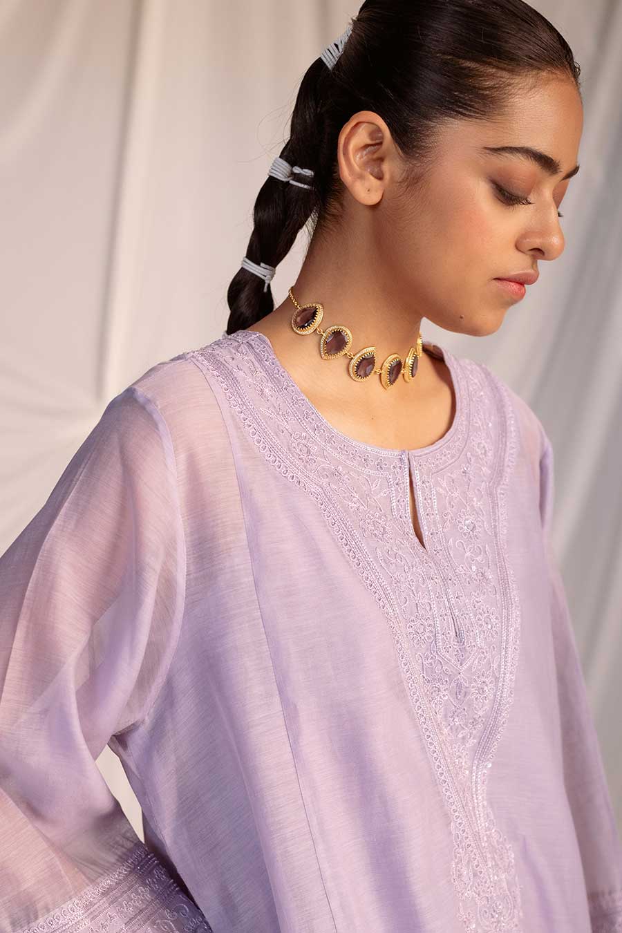 Violet Embroidered Kurta & Pant Set