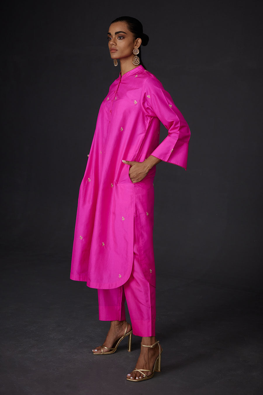 Pink Embroidered Tunic & Pant Set