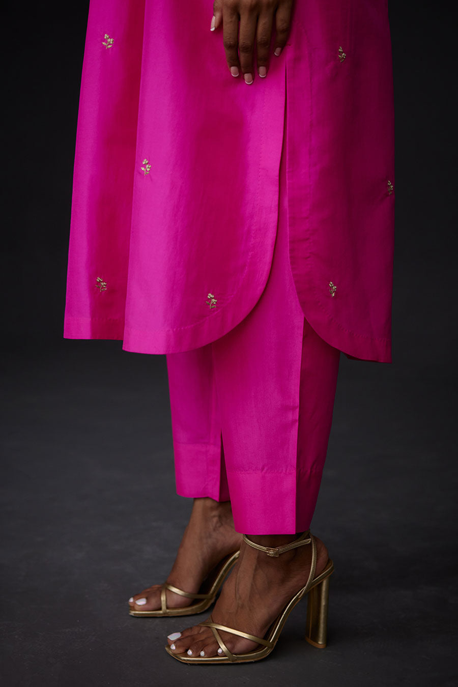 Pink Embroidered Tunic & Pant Set