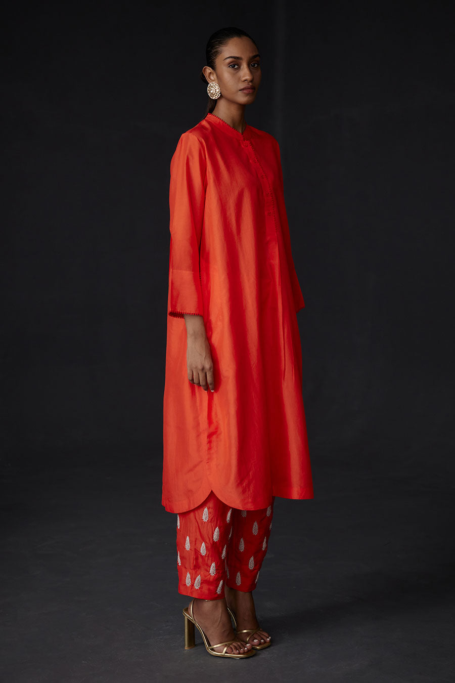 Scarlet Red Kurta & Embroidered Pant Set