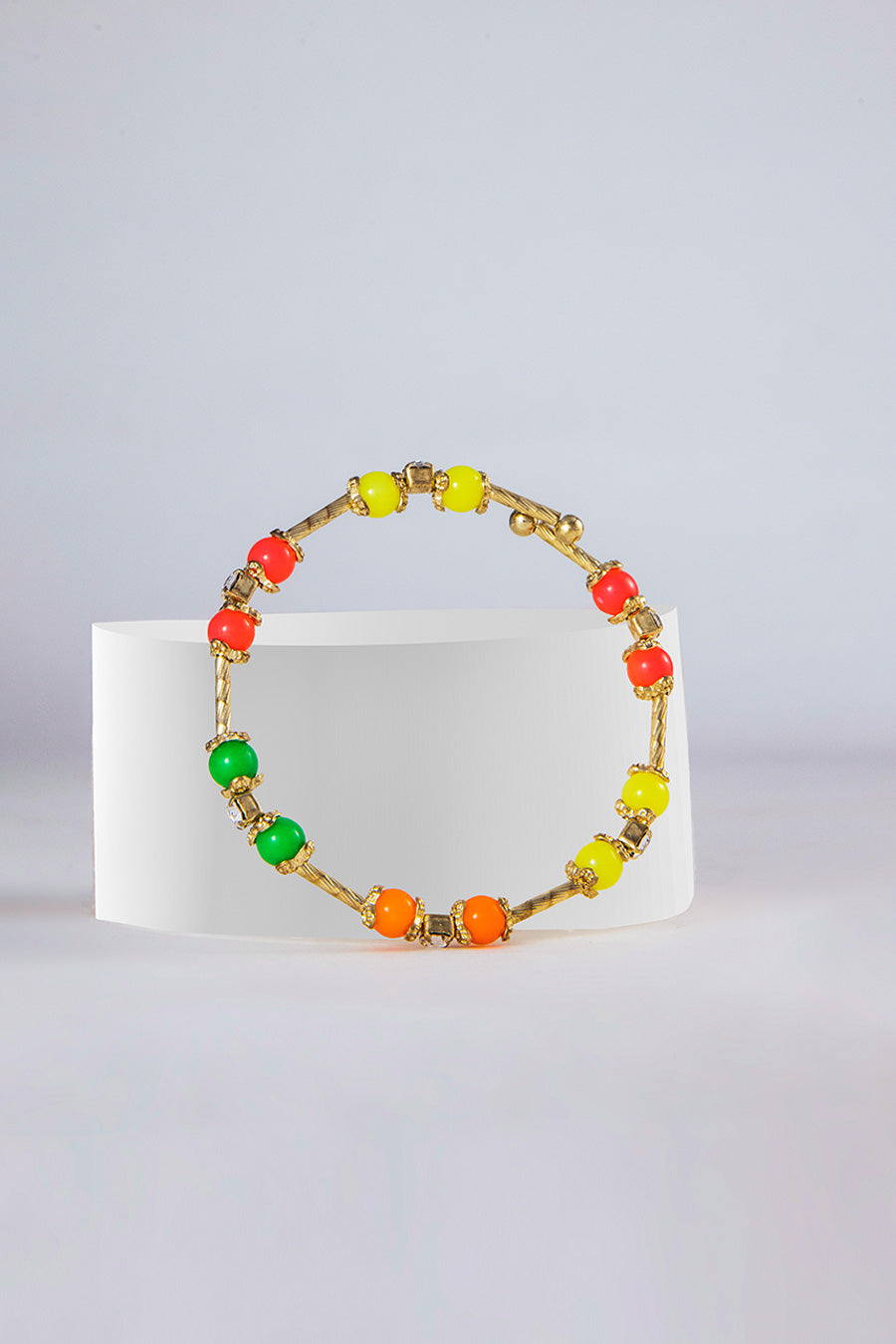 Gold Finish Multicolour Beads Bracelet