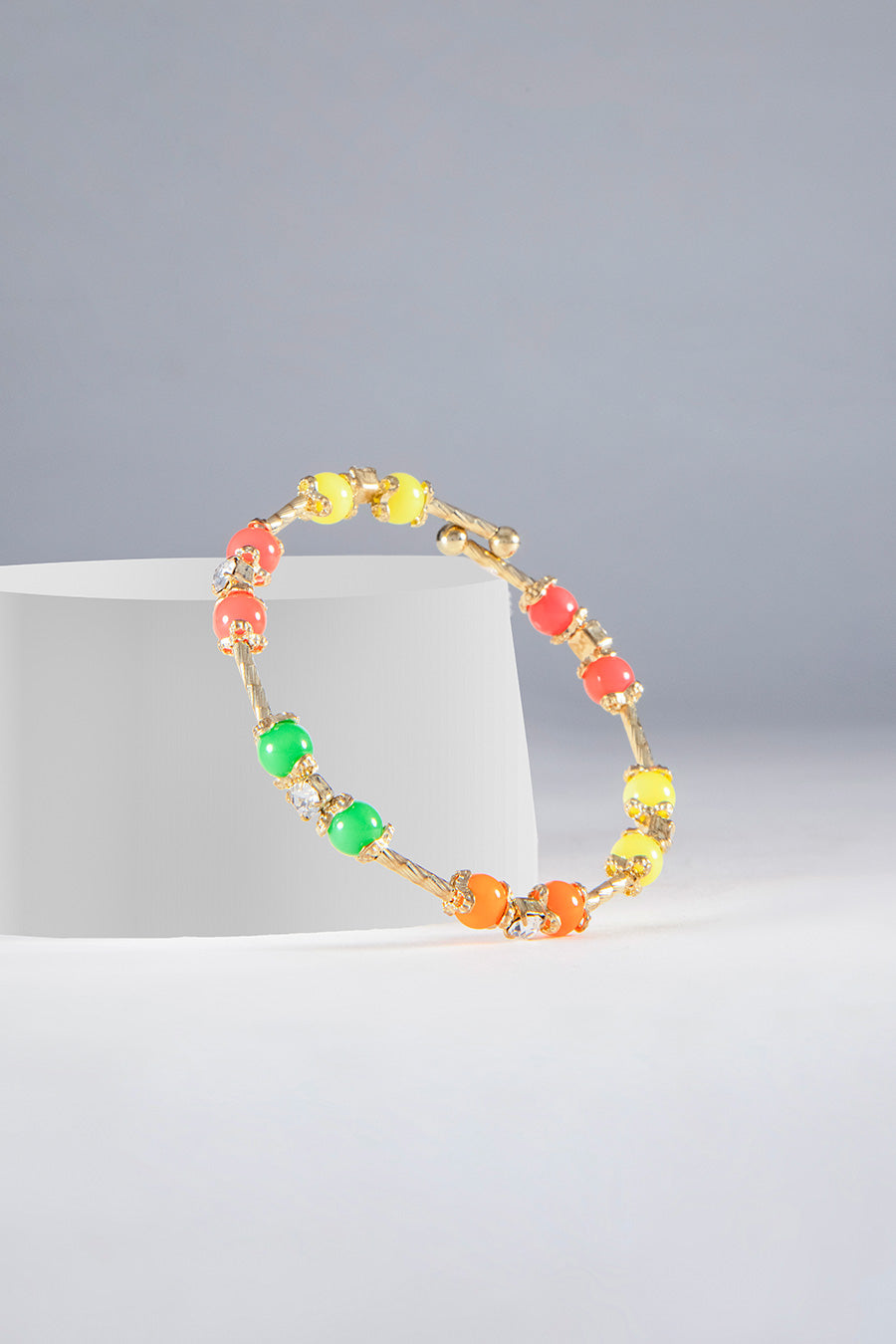 Gold Finish Multicolour Beads Bracelet