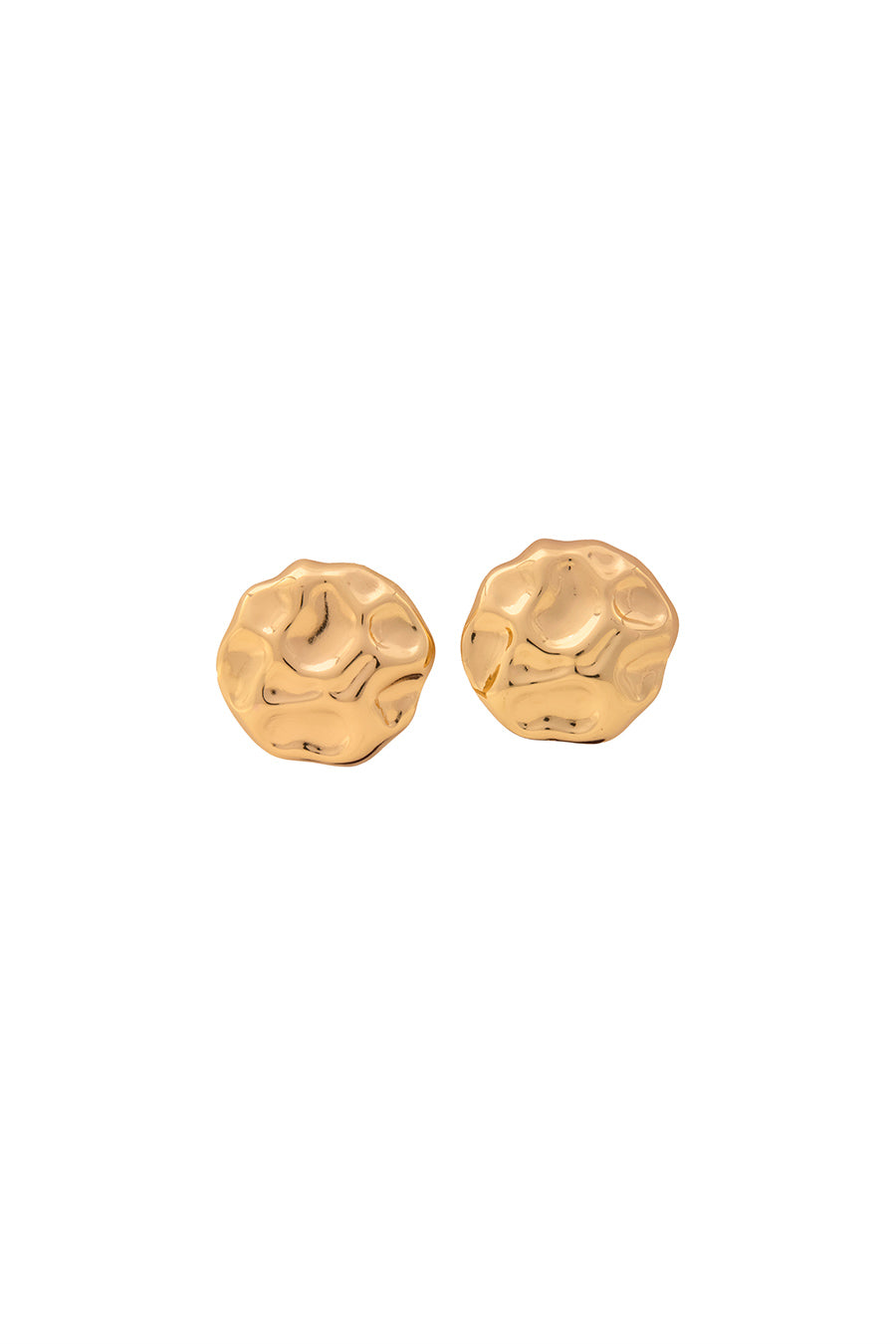 Gold Finish Wave Texture Stud Earrings