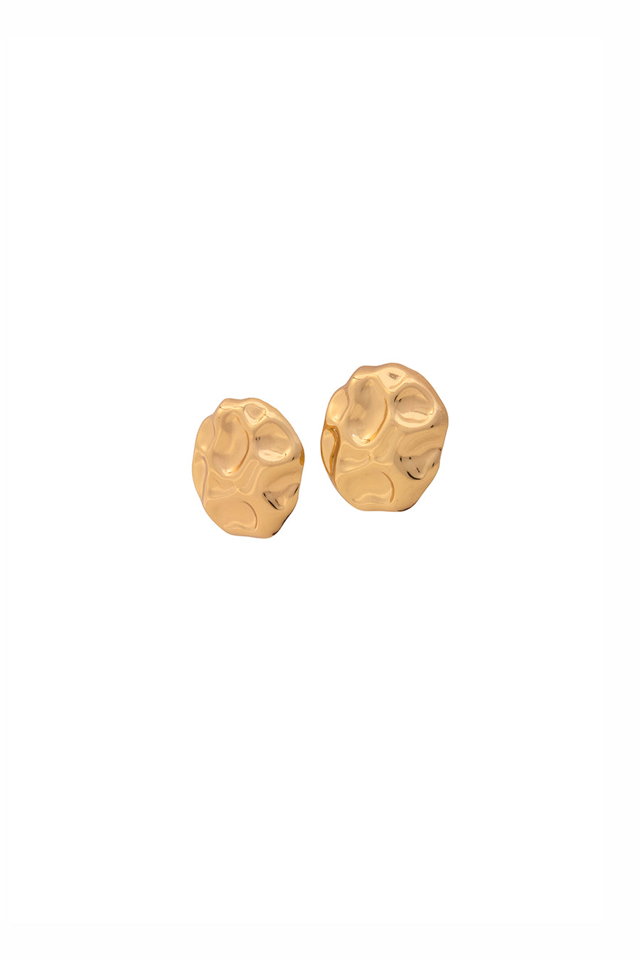 Gold Finish Wave Texture Stud Earrings