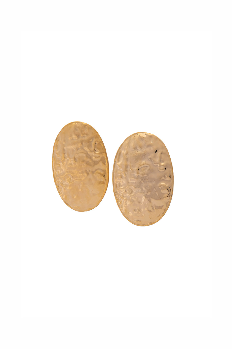 Gold Finish Oval Stud Earrings