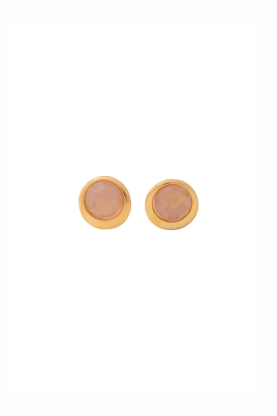 Gold Finish Orange Stone Stud Earrings