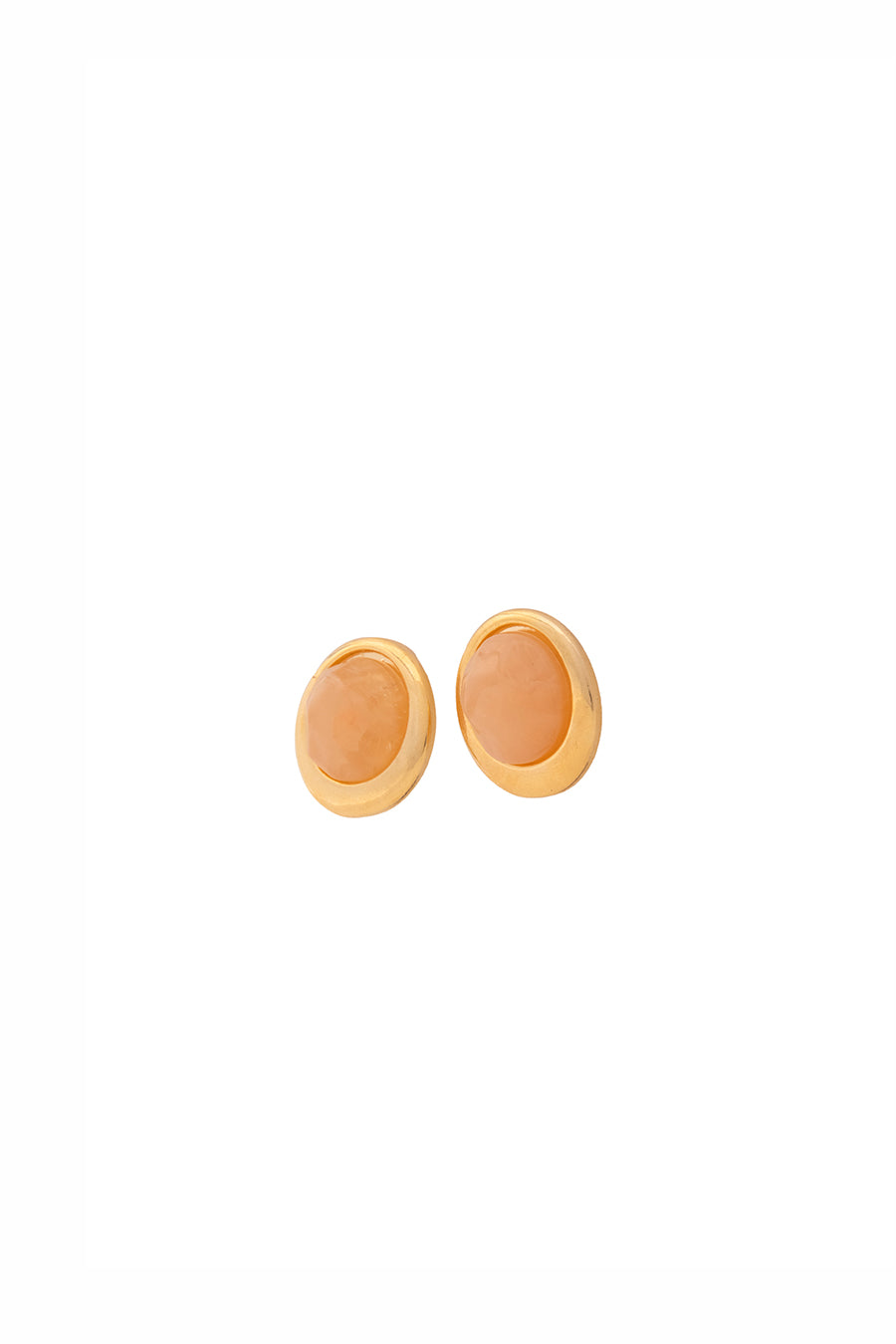 Gold Finish Orange Stone Stud Earrings