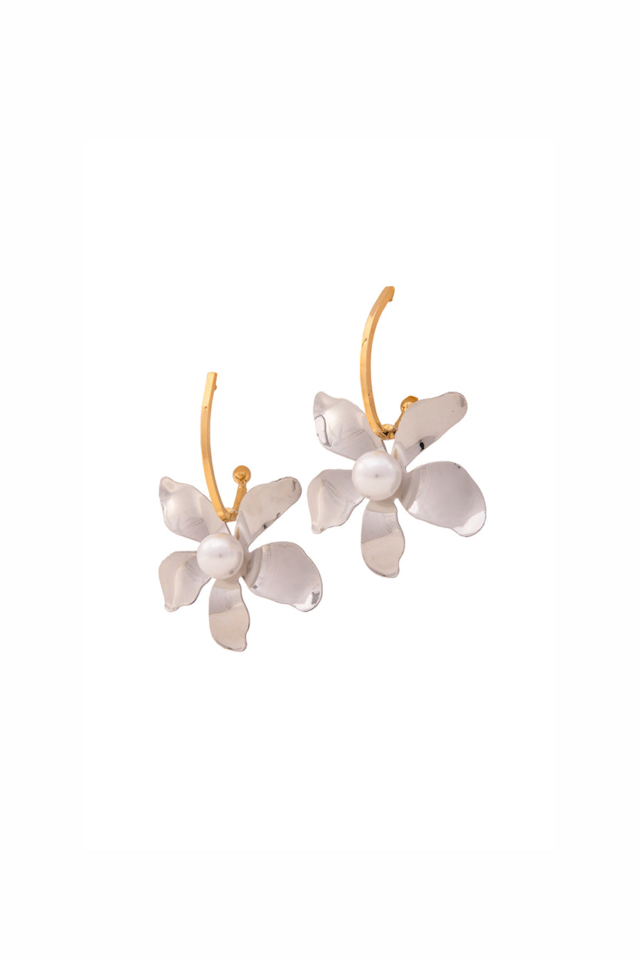 Silver Flower Style Dangler Earrings