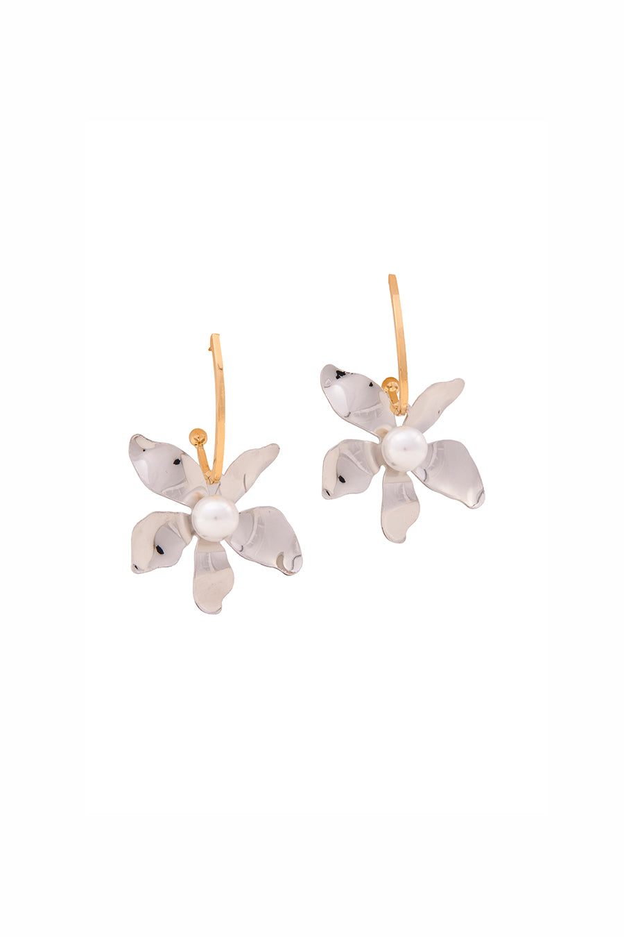 Silver Flower Style Dangler Earrings