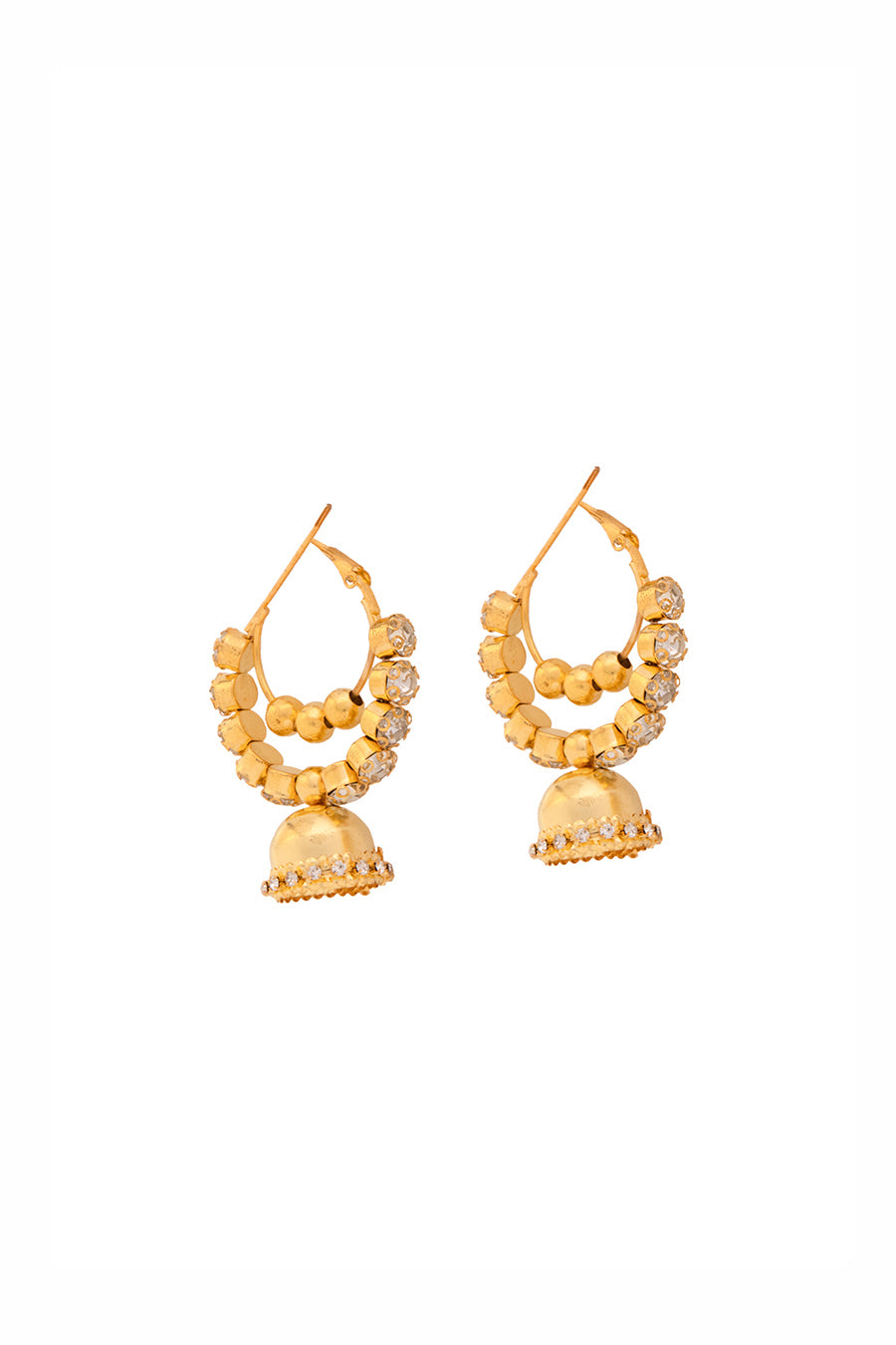 Gold Finish Chandbali Hoops Earrings