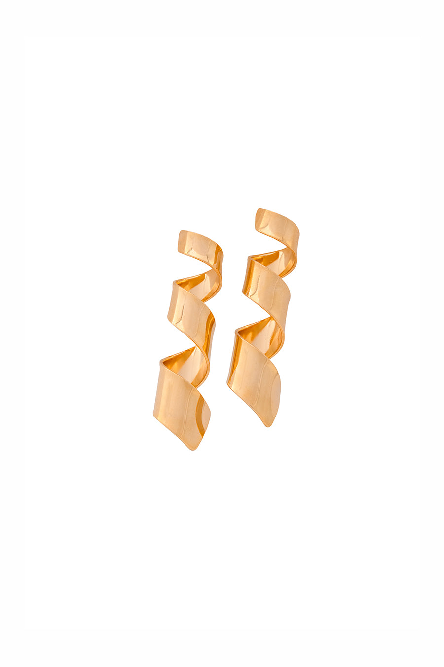 Gold Finish Spiral Stud Earrings