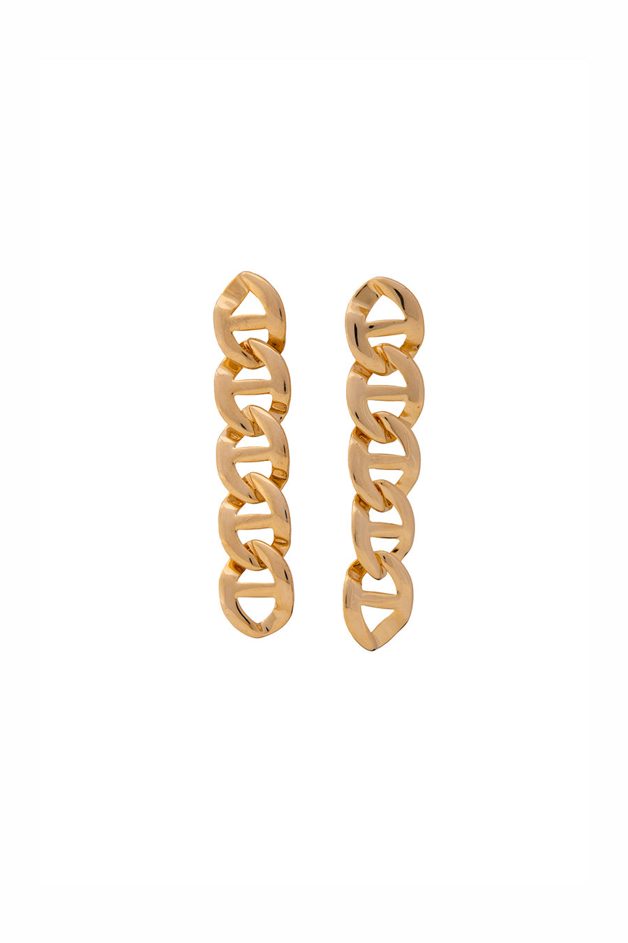 Gold Finish Chain Style Drop Earrings