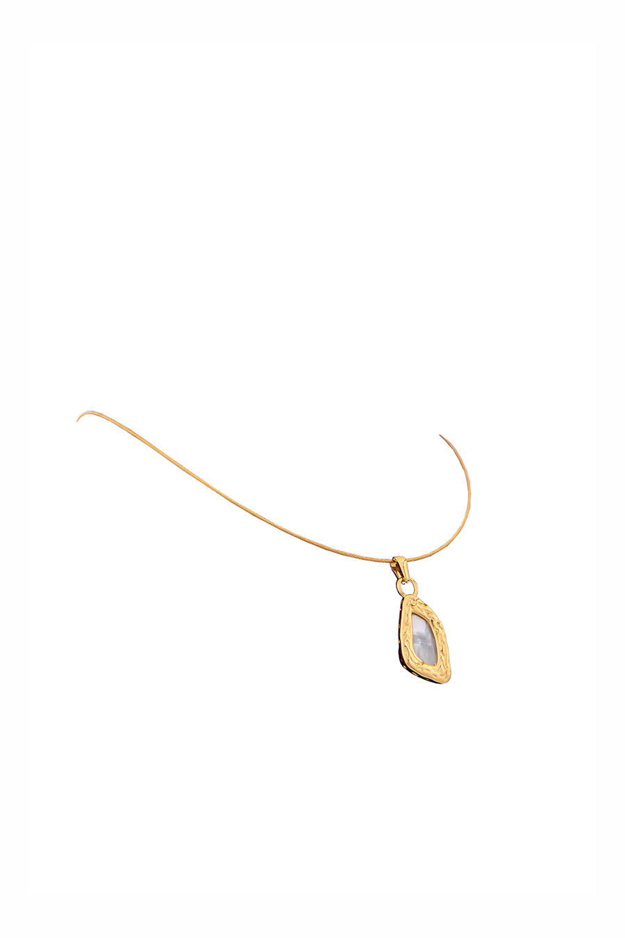 Gold Finish Stone Pendant Necklace